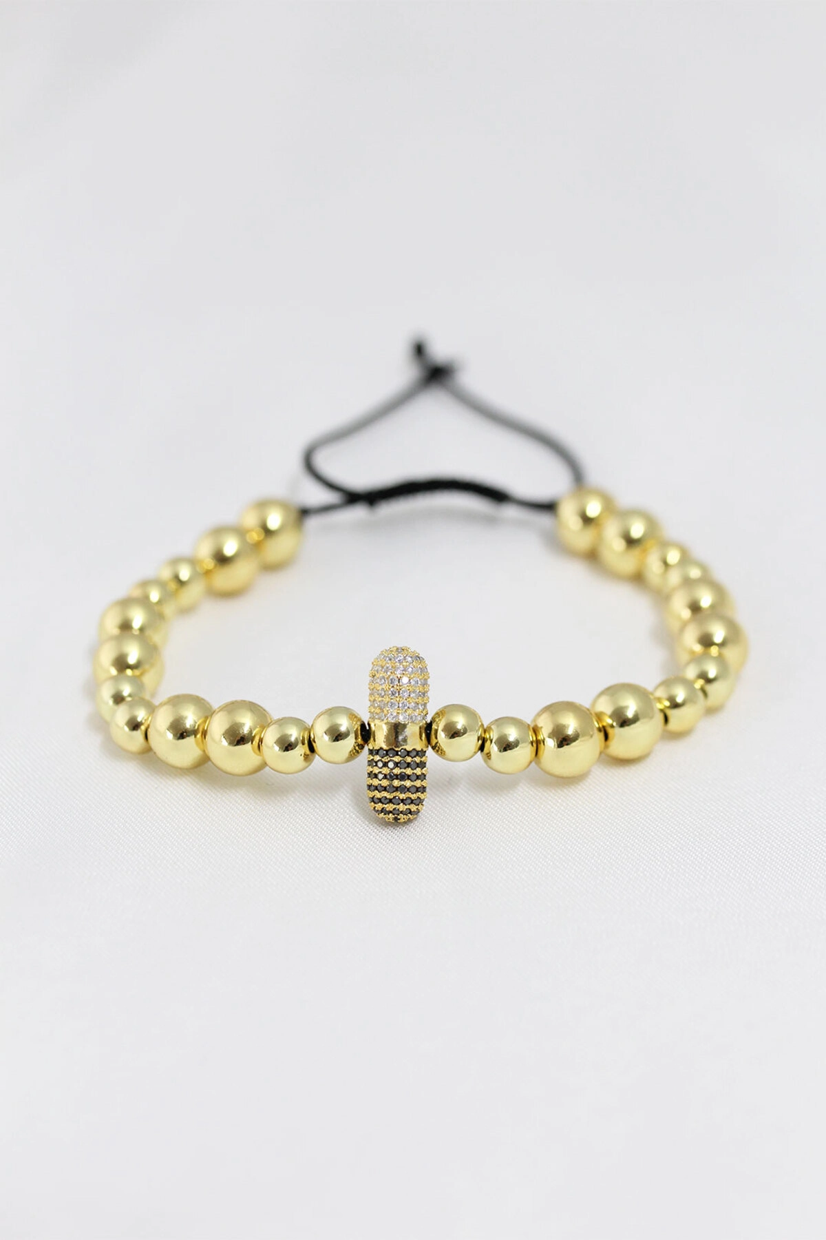 Gold Renk Çelik Zirkon Objeli Asansörlü Bileklik-0