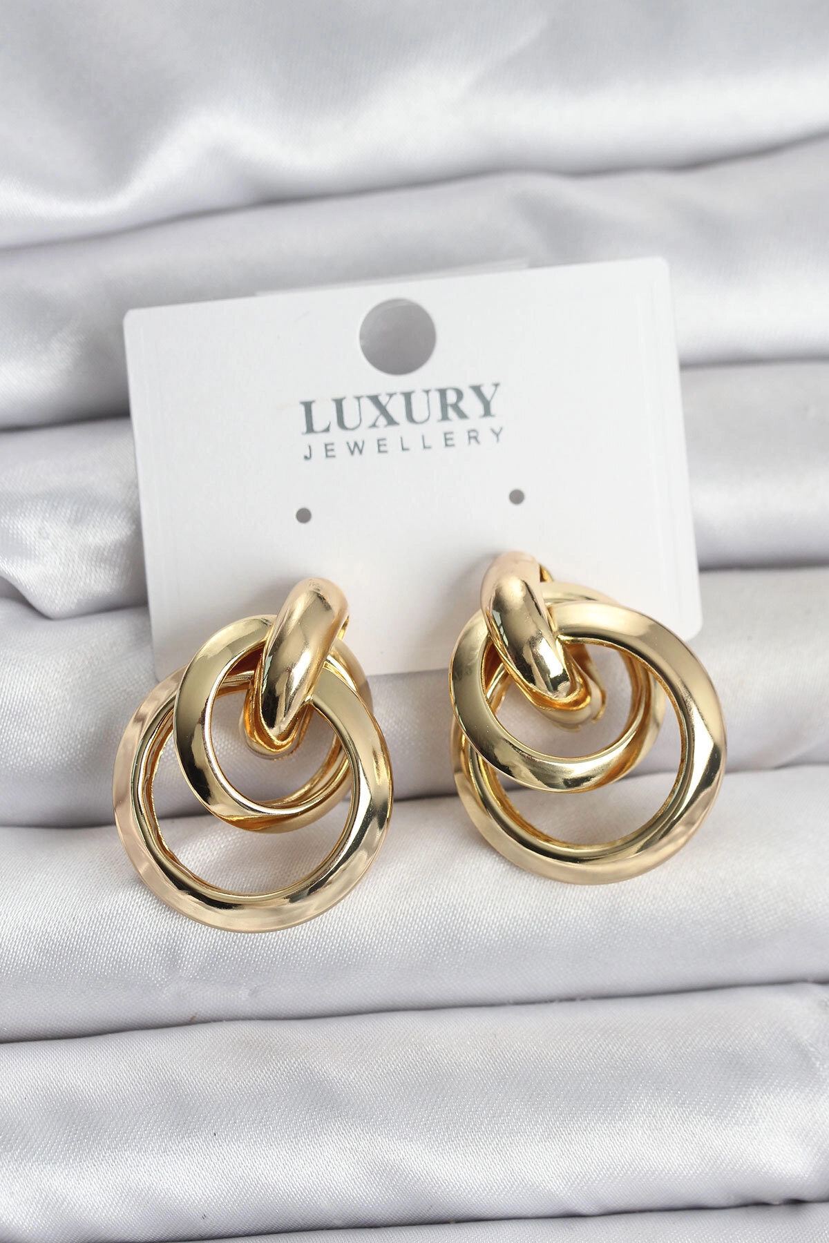 Gold Renk Halka Model Pirinç Kadın Küpe-0