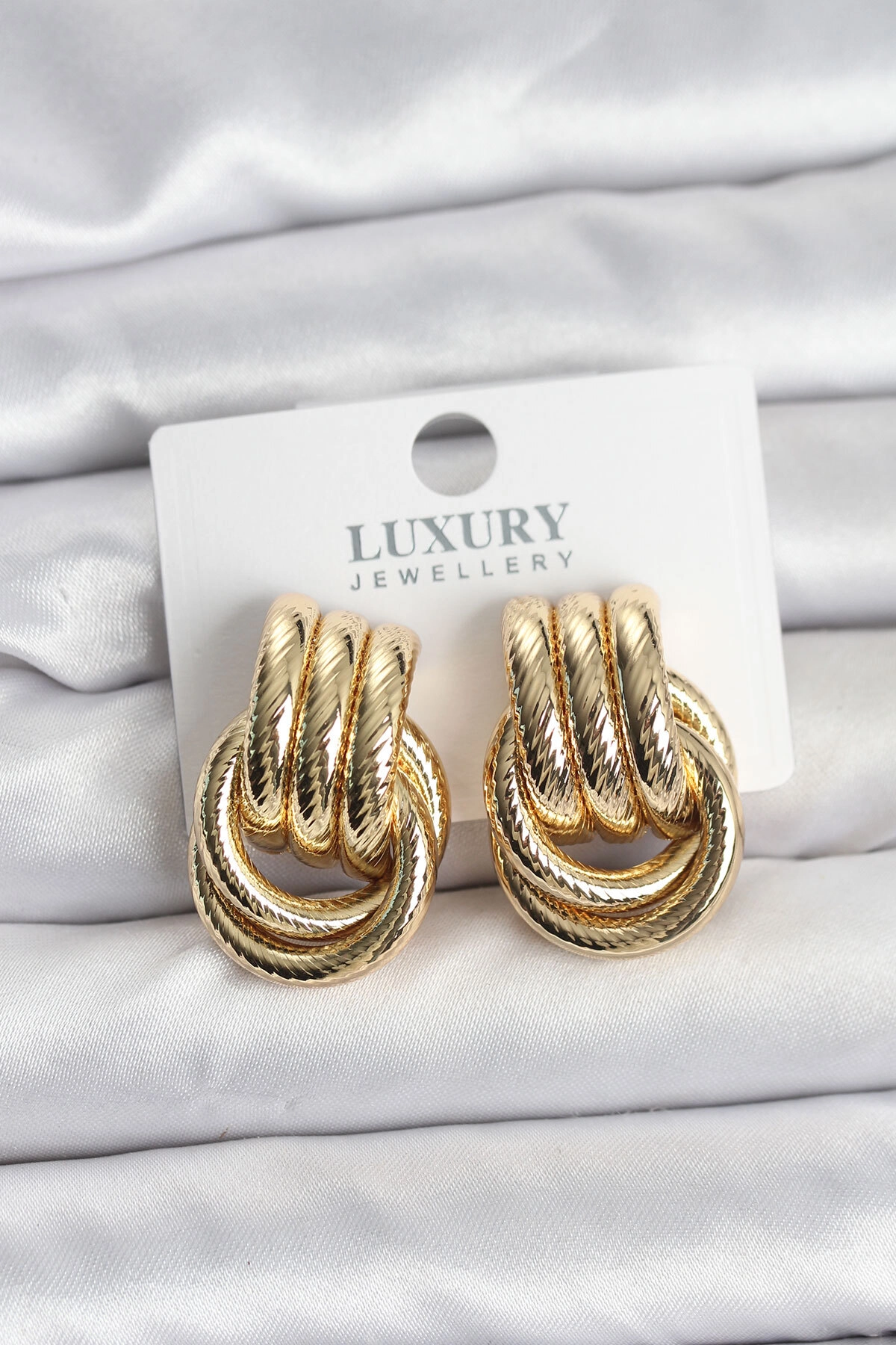 Gold Renk Halka Modelli Pirinç Kadın Küpe-0