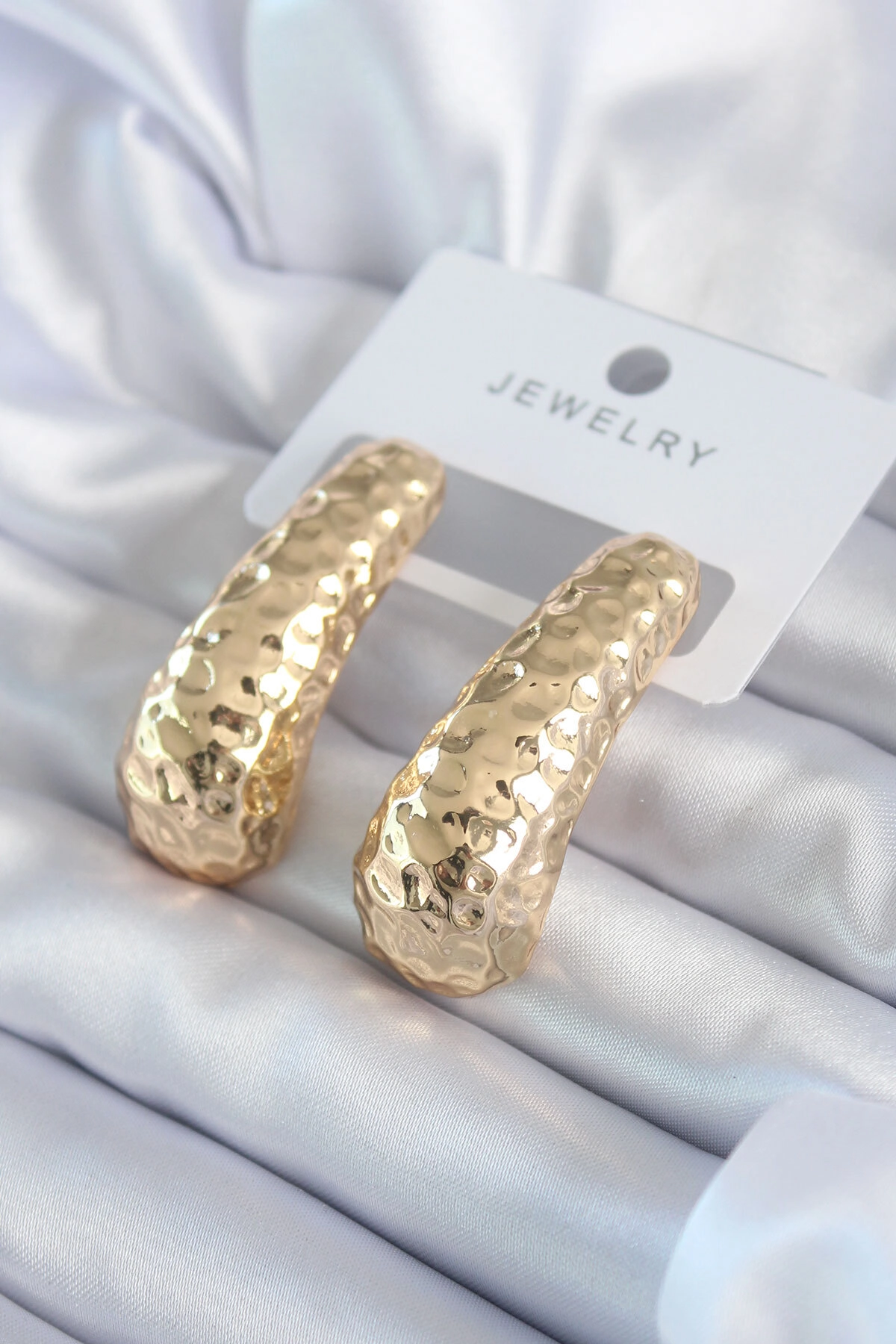 Gold Renk İşleme Detay Pirinç Kadın Küpe-0