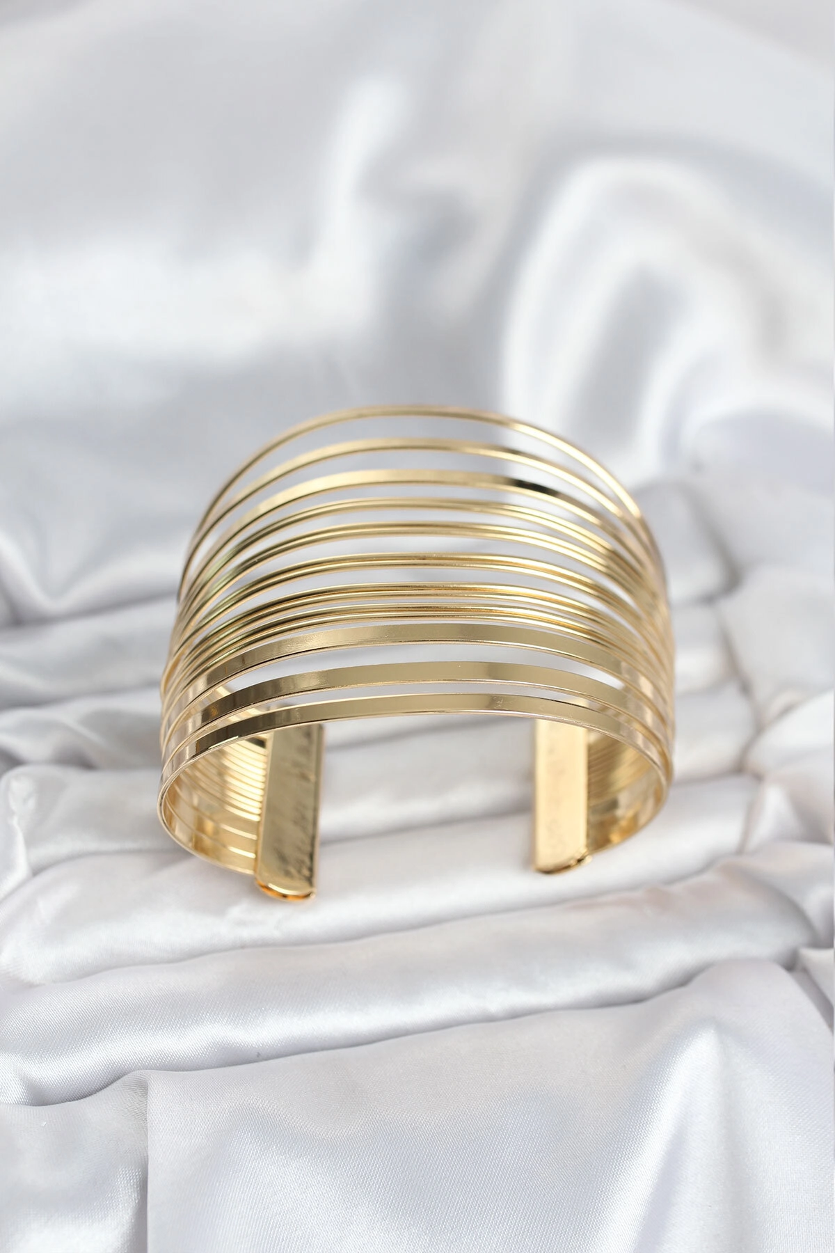 Gold Renk Pirinç Kaburga Model Kadın Bileklik-0