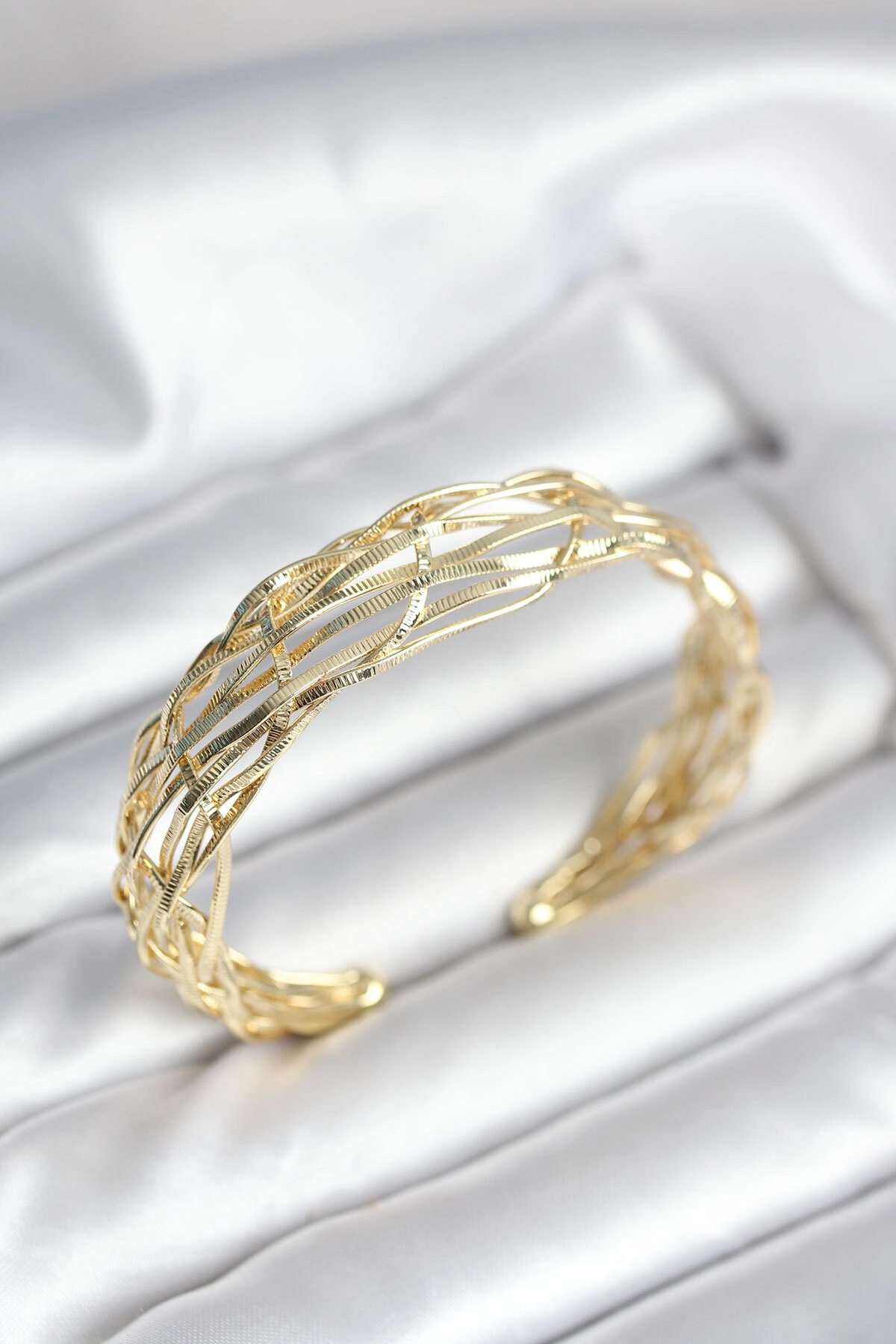 Gold Renk Pirinç Vintage Kadın Bileklik-0