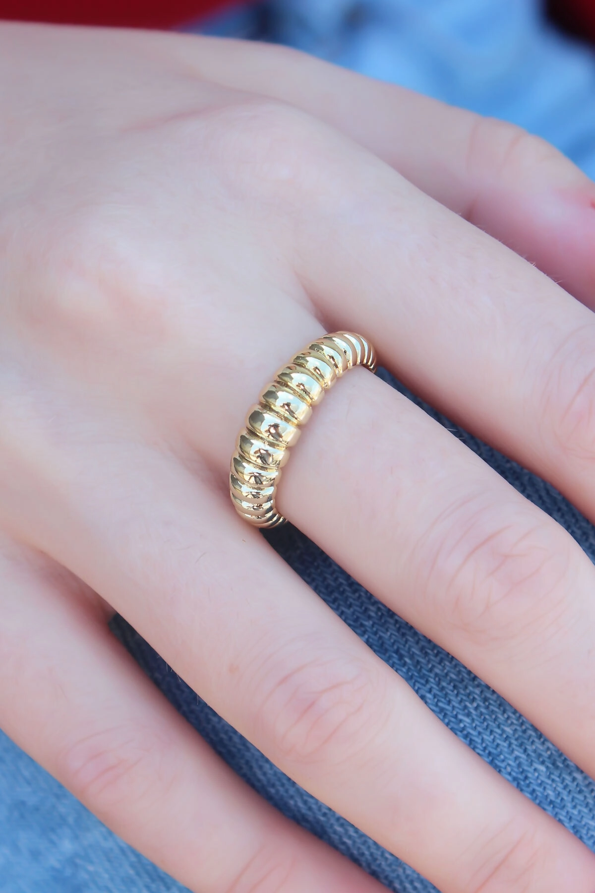 Gold Renk Sarmal Model Kadın Yüzük-0