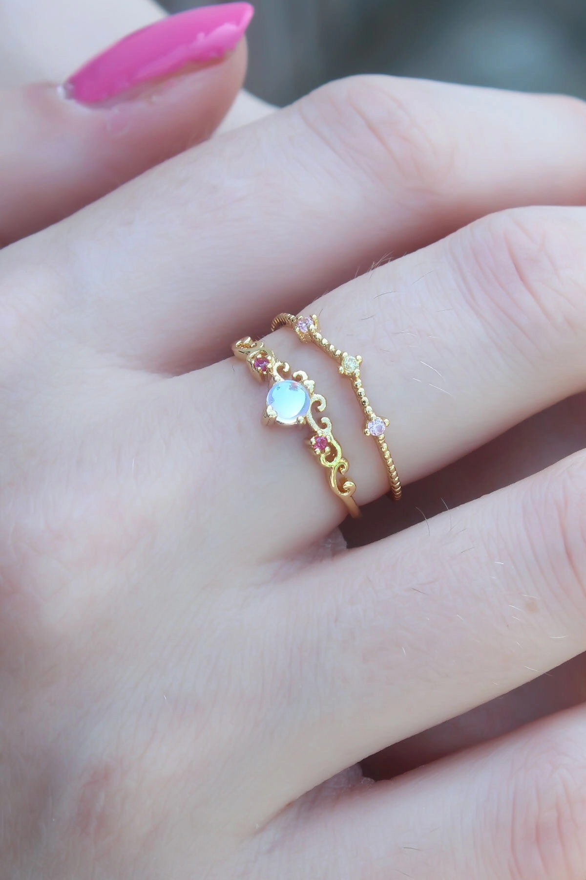 Gold Renk Zirkon Taşlı Taç Model Kadın Yüzük-1