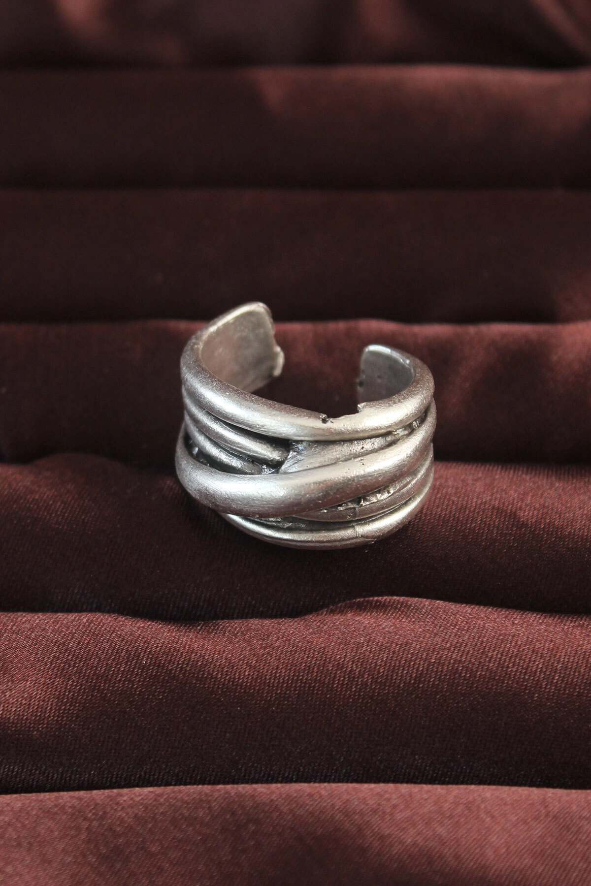 Gümüş Renk Kaburga Model Ayarlamalı Erkek Yüzük-0