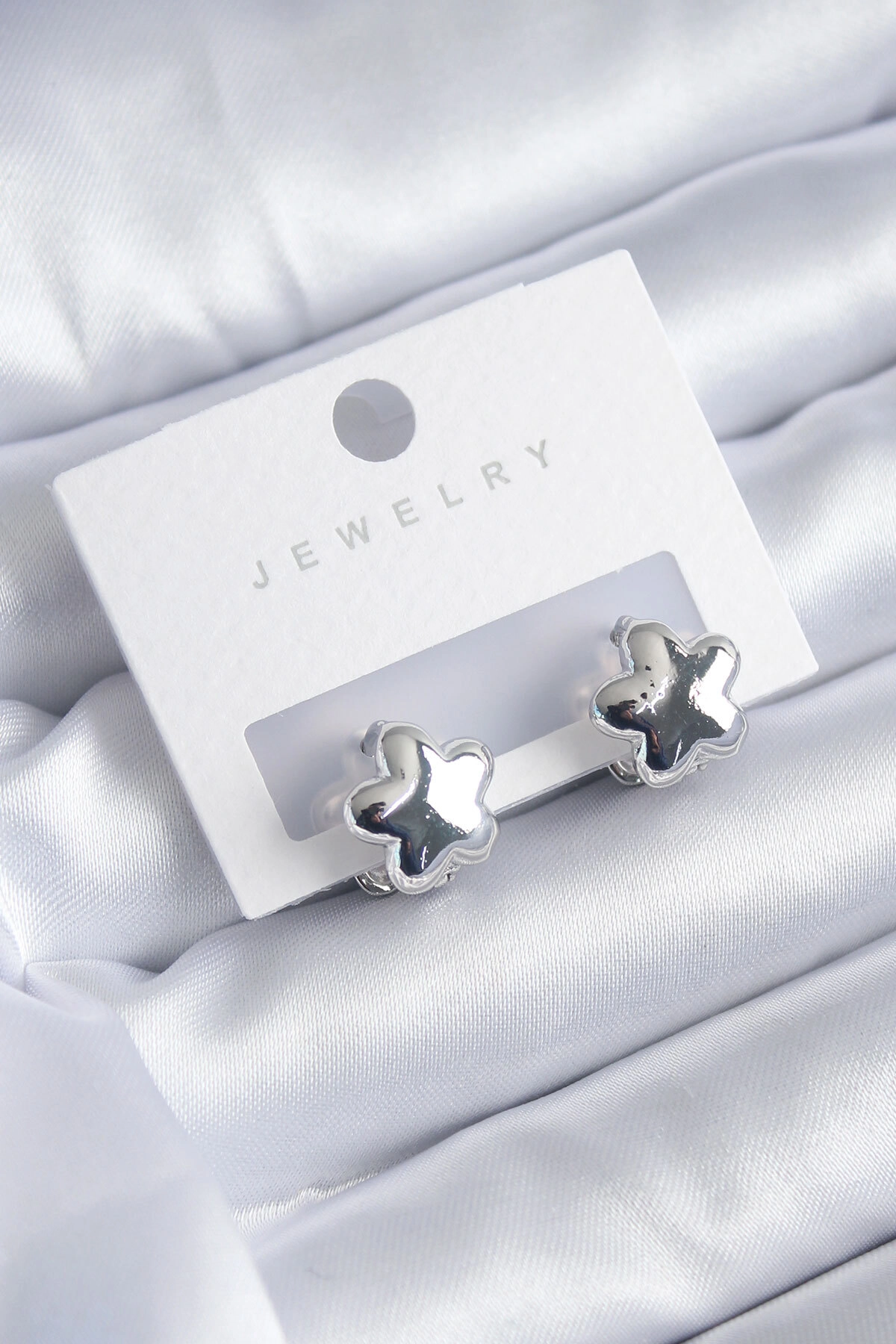 Gümüş Renk Yıldız Model Yıldız Model Pirinç Kadın Küpe-0