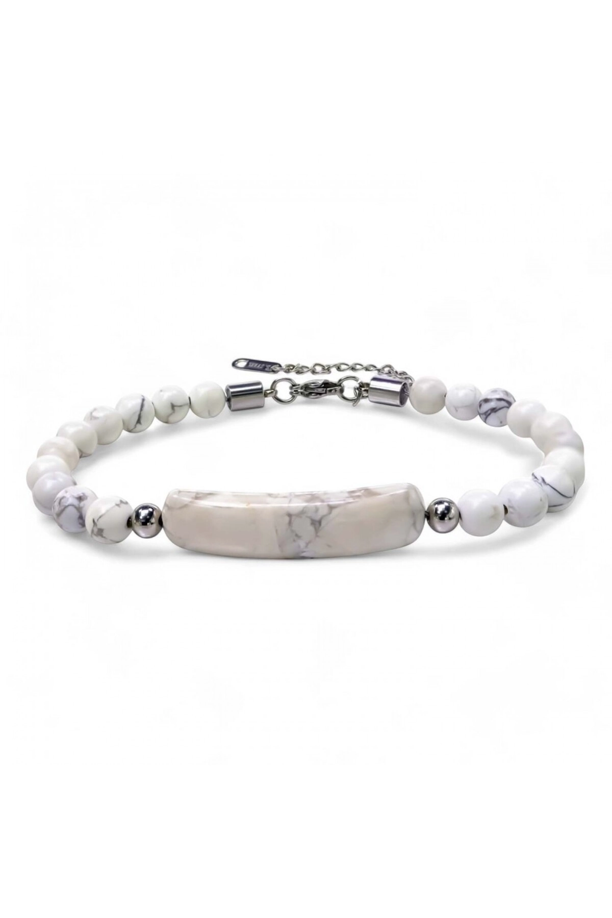 Havlit Doğaltaş Çelik Halat Ve Çelik Klipsli Bileklik-0