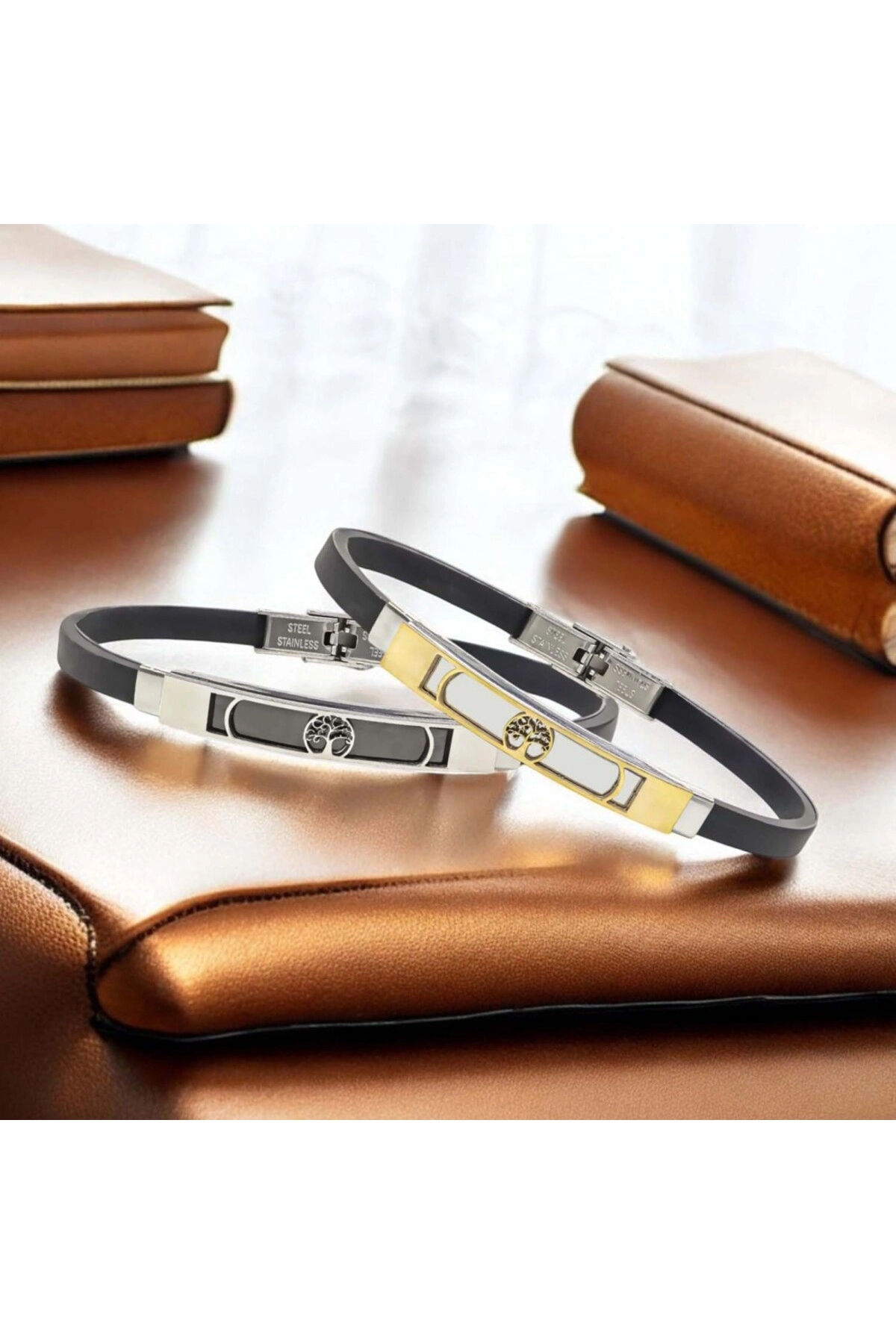 Hayat Ağacı Desenli Çelik Bileklik-4