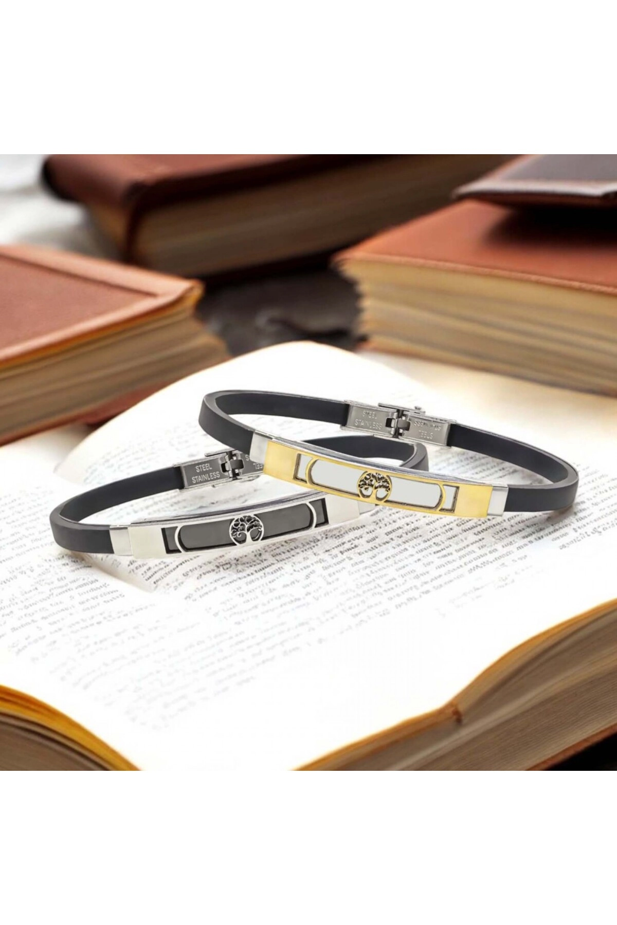 Hayat Ağacı Desenli Çelik Bileklik-5