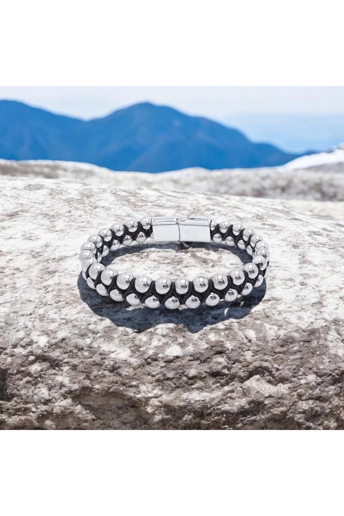 Hematit Ve Çelik Halatlı Erkek Bileklik-1