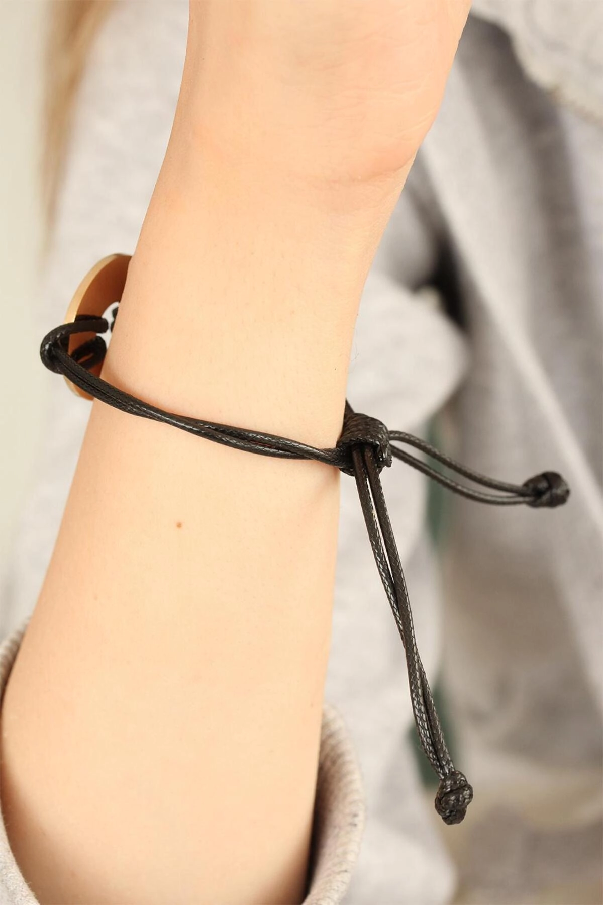 HOPE (Umutlu) Siyah Deri İpli Unisex Mood Bileklik-1