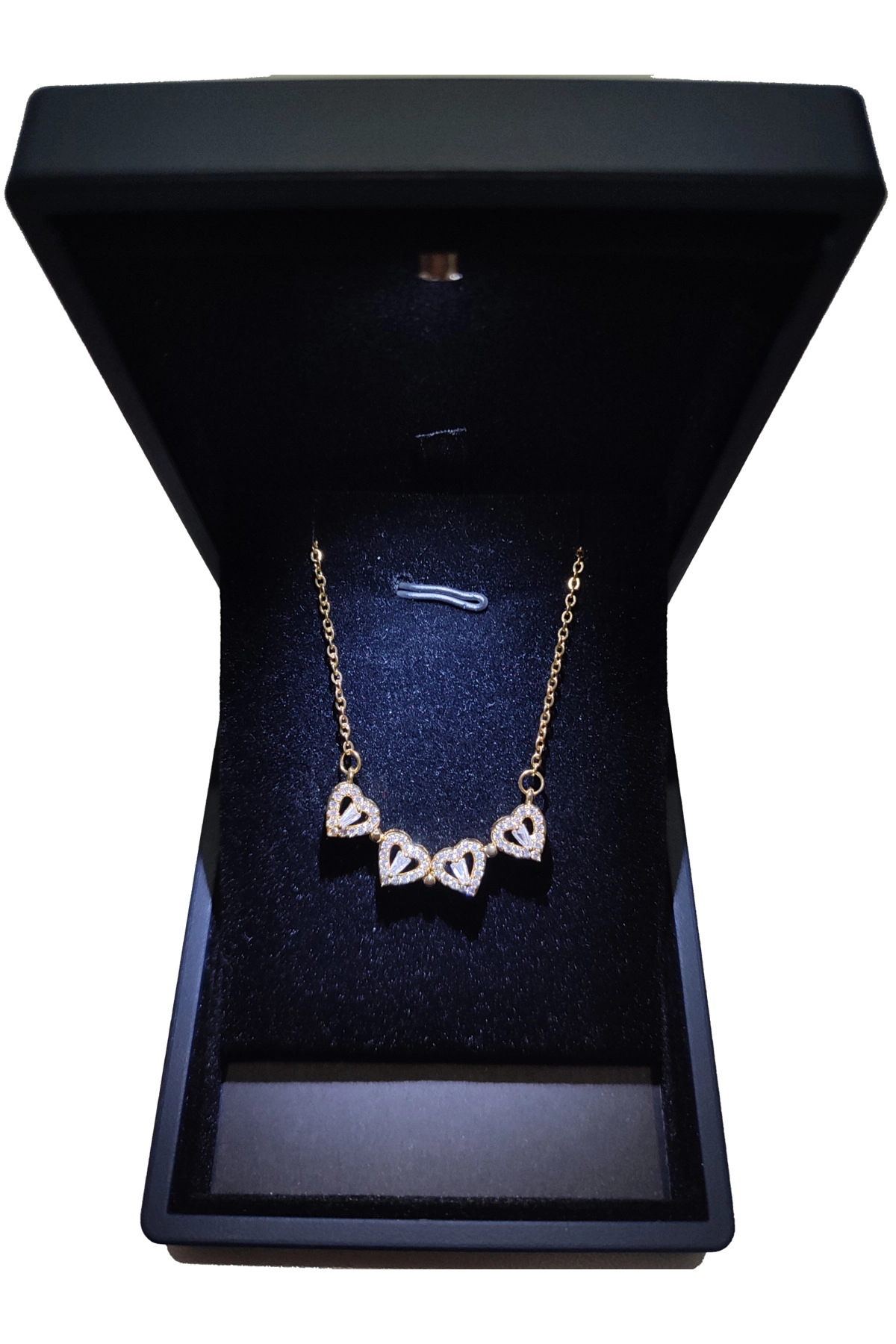 Işıklı Premium Kutuda | 4 Kalpli Yonca Kolye | Mıknatıslı | 316l Çelik - Kararmaz | Hediye Kadın-3