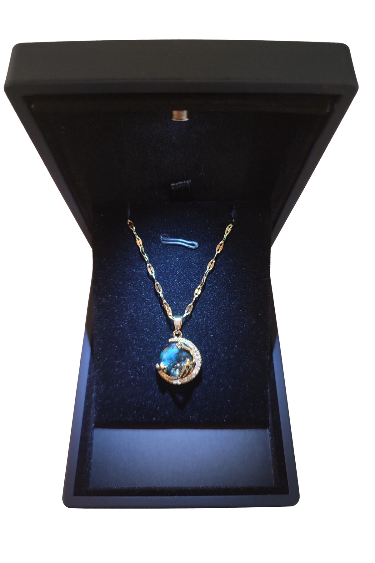 Işıklı Premium Kutuda | Gökyüzü - Gezegen Kolye | 316l Çelik - Kararmaz | Hediye Kadın | Uzay Dünya-6