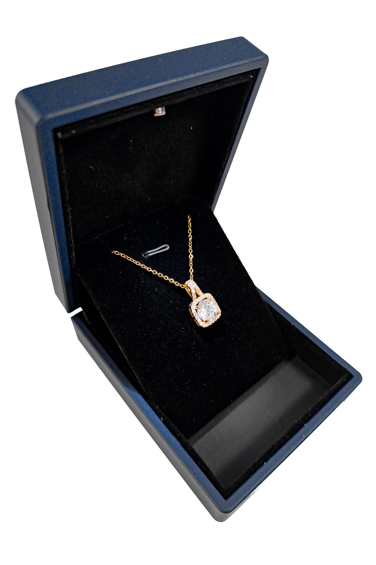 Işıklı Premium Kutuda Zirkon Taşlı Baget Kolye Gold | 316l Çelik - Kararmaz | Hediye Kadın-3