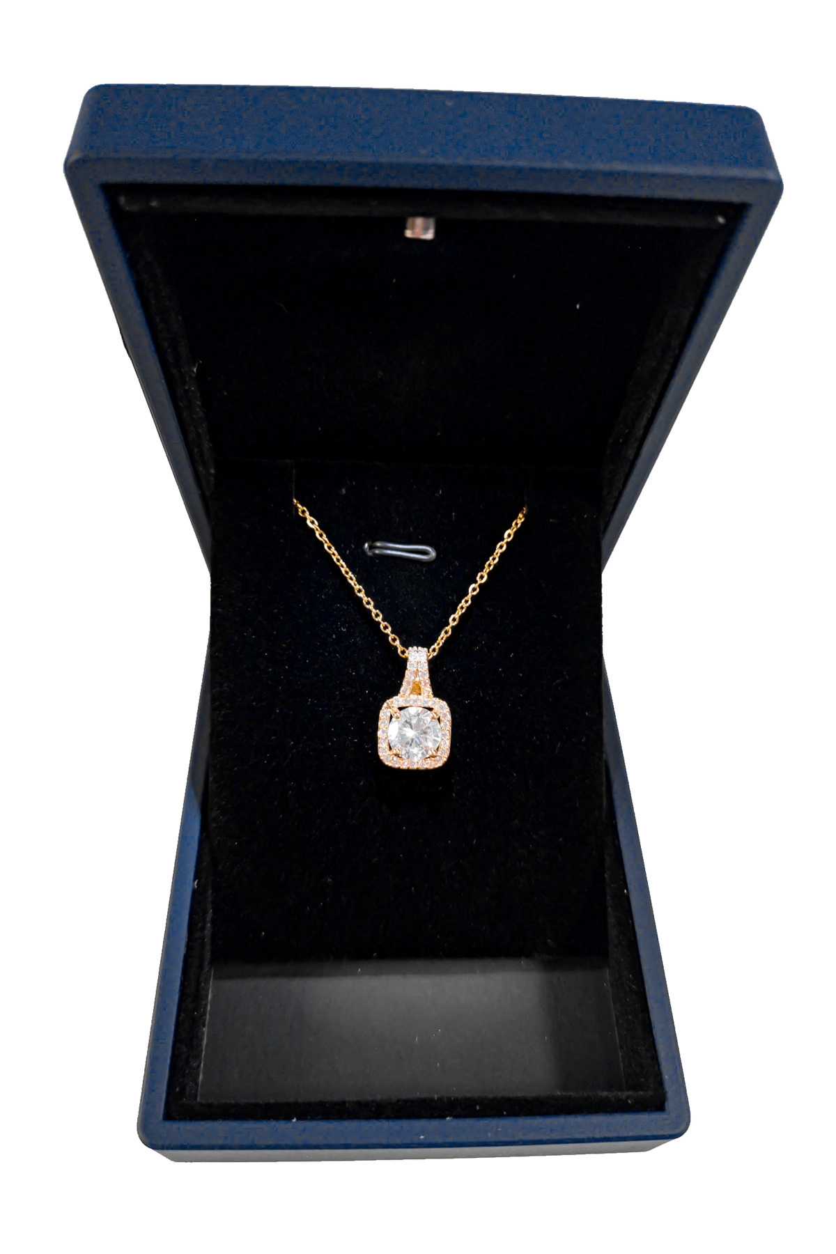 Işıklı Premium Kutuda Zirkon Taşlı Baget Kolye Gold | 316l Çelik - Kararmaz | Hediye Kadın-7