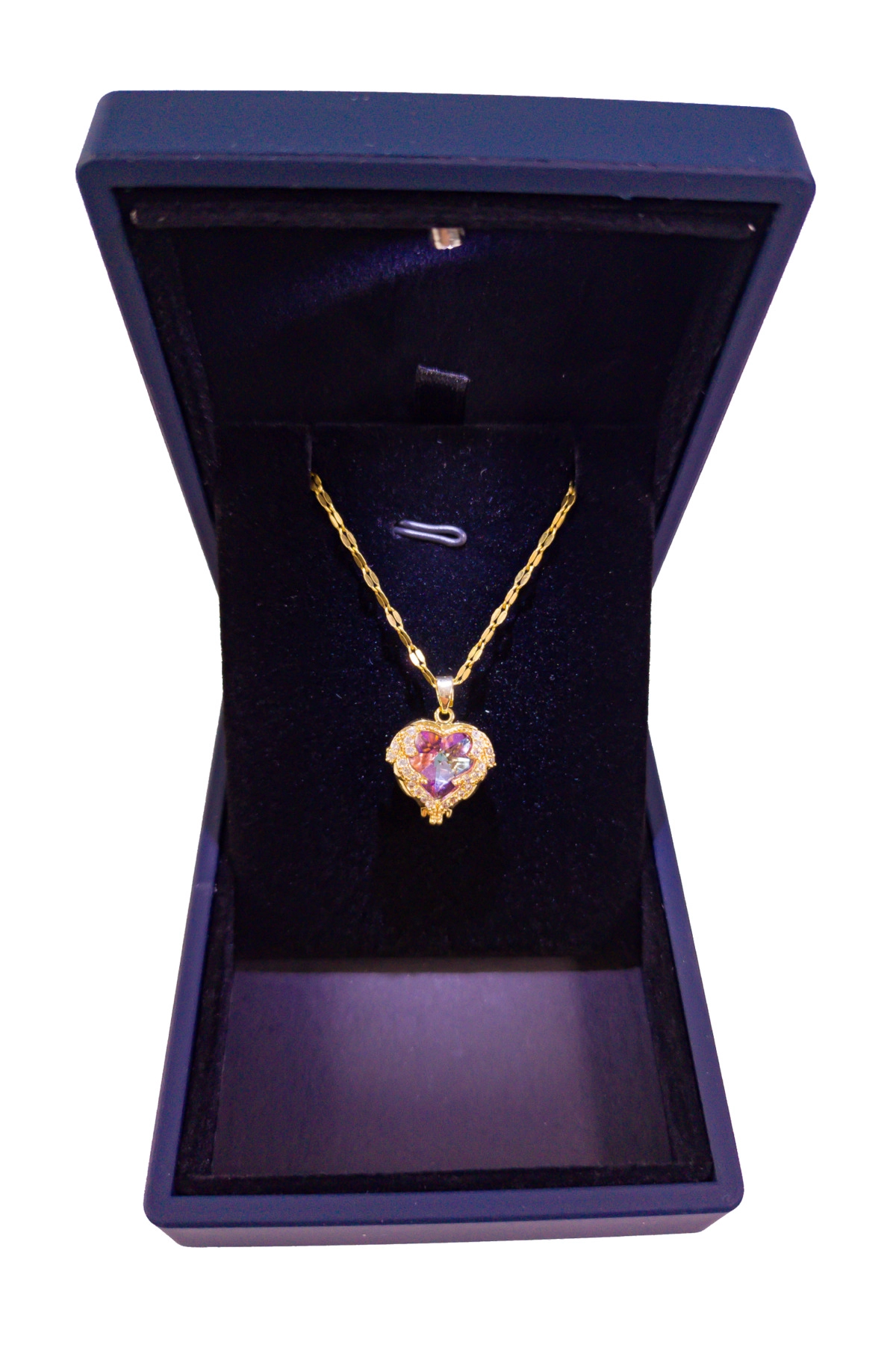 Işıklı Premium Kutuda | Zirkon Taşlı Kalp Kolye Pembe Renk | 316l Çelik - Kararmaz | Hediye Kadın-7