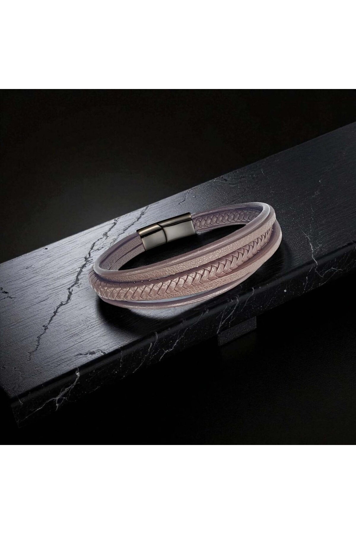 Kahve Çoklu Deri Bileklik-1