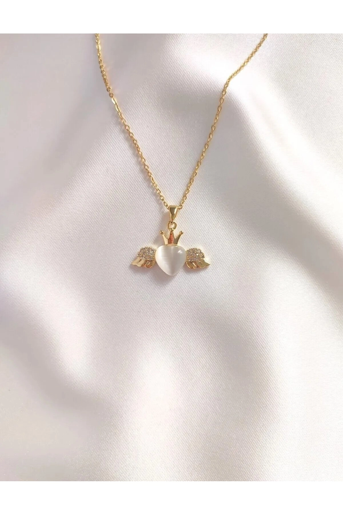 Kanatlı Kalp Kolye | 316l Çelik - Kararmaz | Hediye Kadın-3