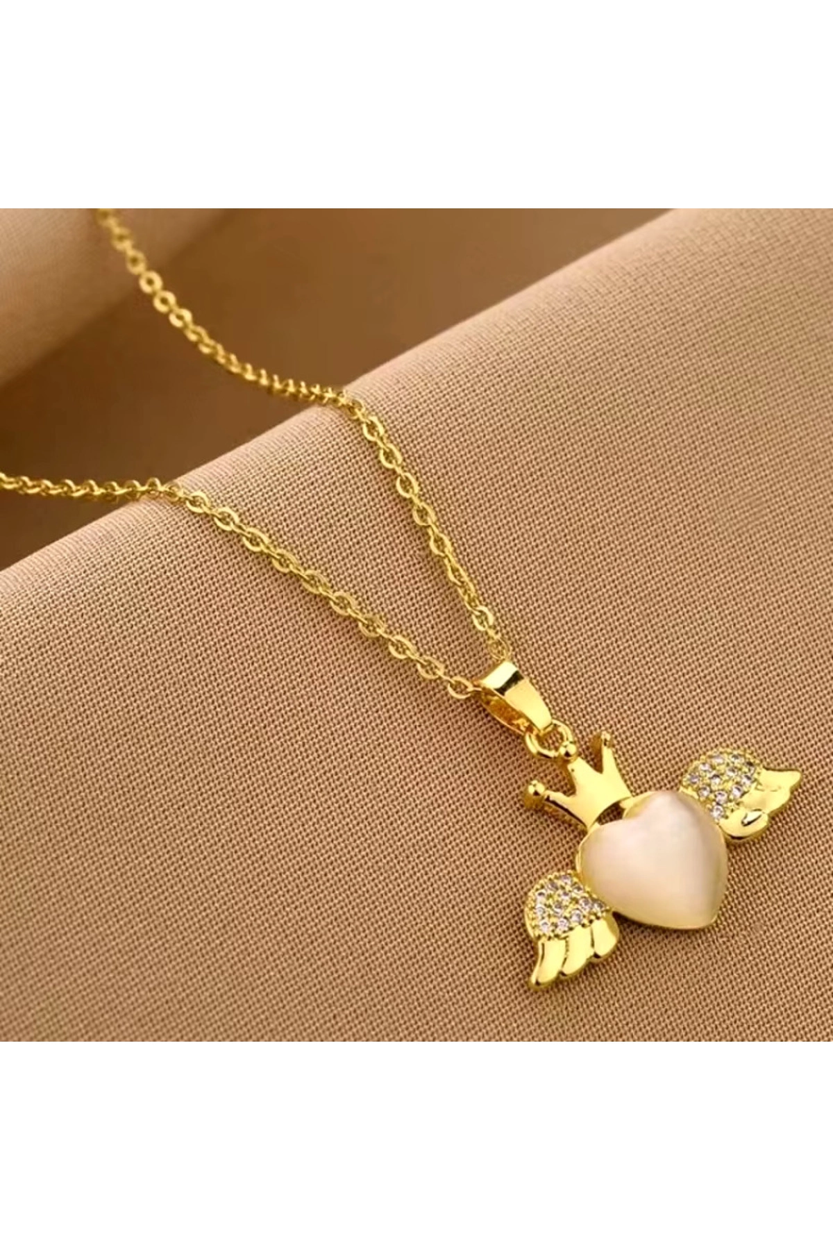 Kanatlı Kalp Kolye | 316l Çelik - Kararmaz | Hediye Kadın-4