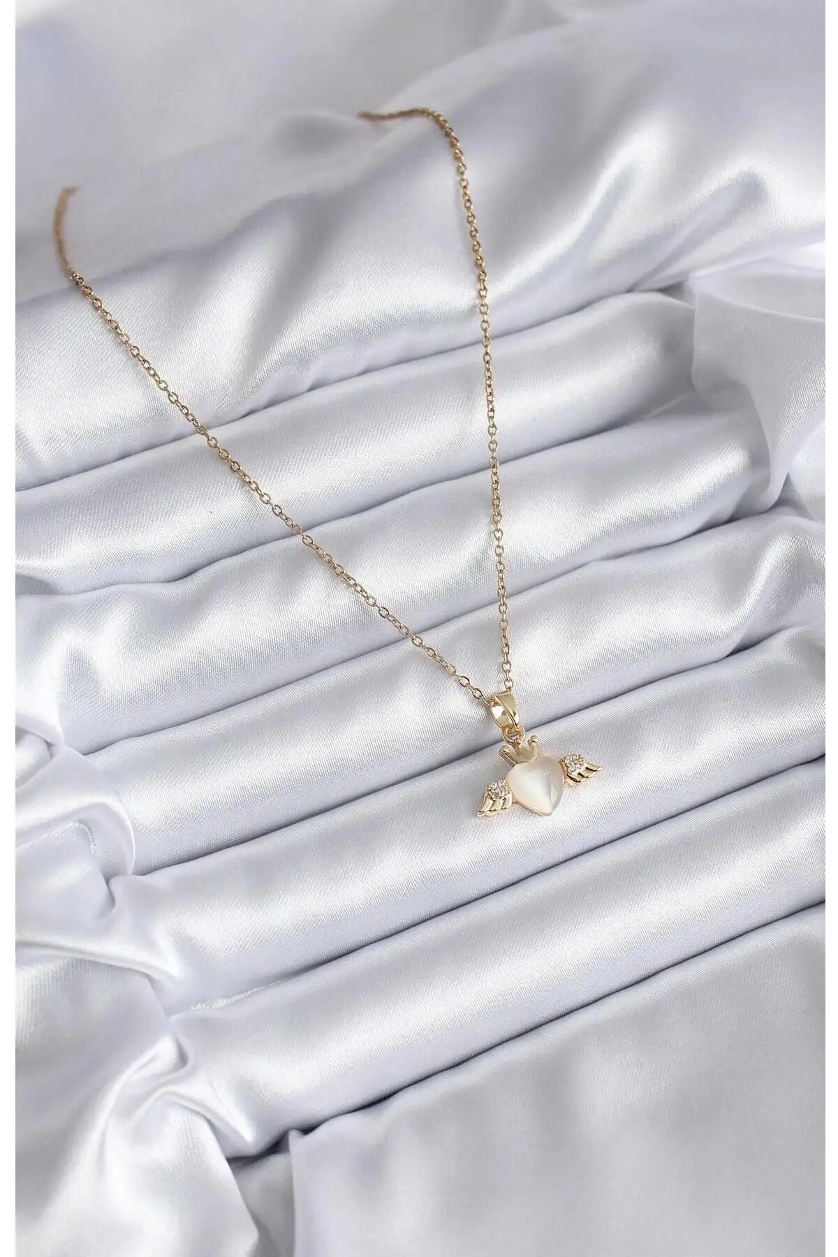 Kanatlı Kalp Kolye | 316l Çelik - Kararmaz | Hediye Kadın-6