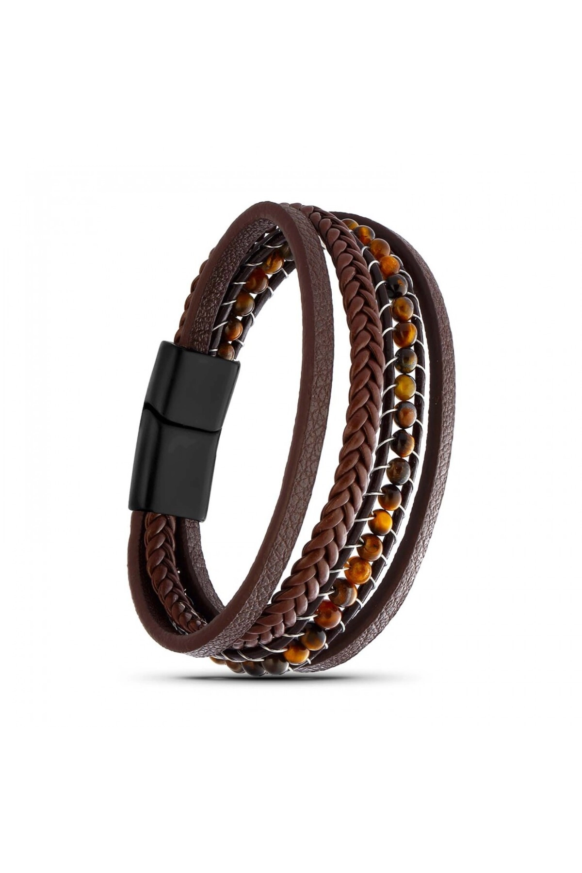 Kaplan Gözü Doğaltaş Ve Deri Bileklik-0