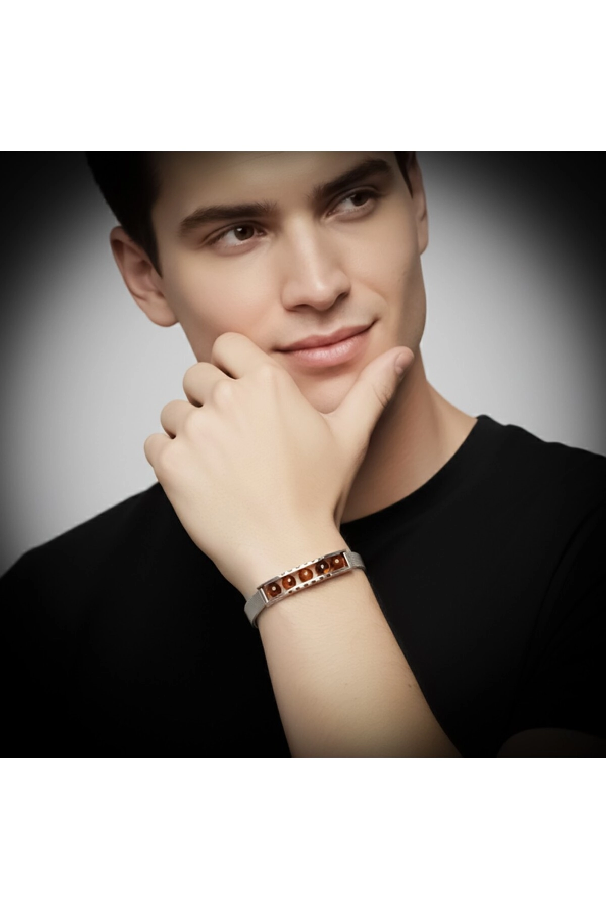 Kaplan Gözü Taşı Ve Paslanmaz Çelik Bileklik-1