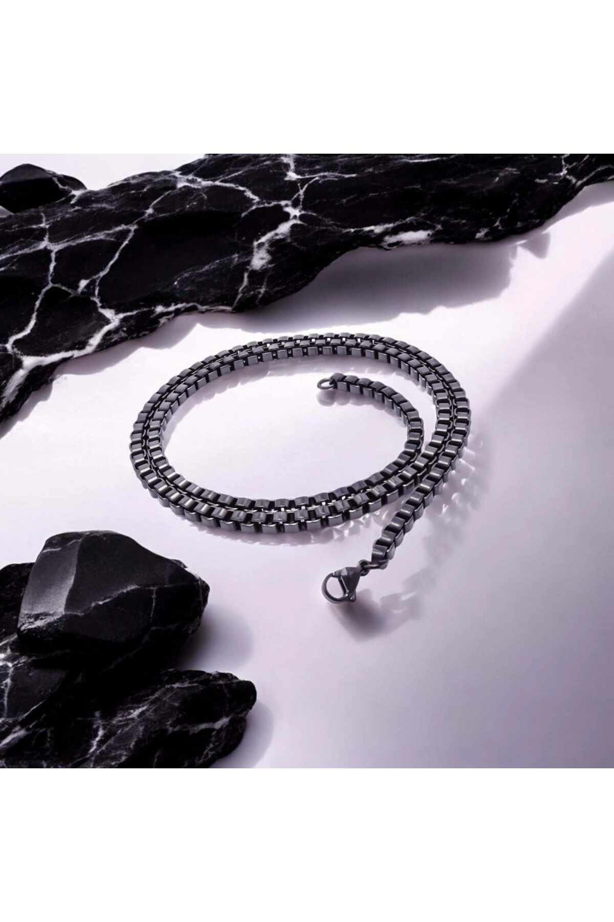 Kare Arnavut Çelik Kolye 4Mm-2