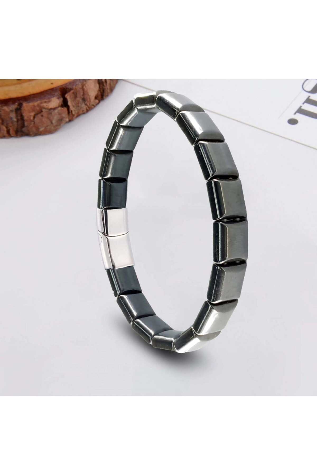 Kare Hematit Doğaltaşlı Çelik Halat Ve Klips Bileklik | Yeni Yıl Hediyesi | Yılbaşı Hediyesi-1