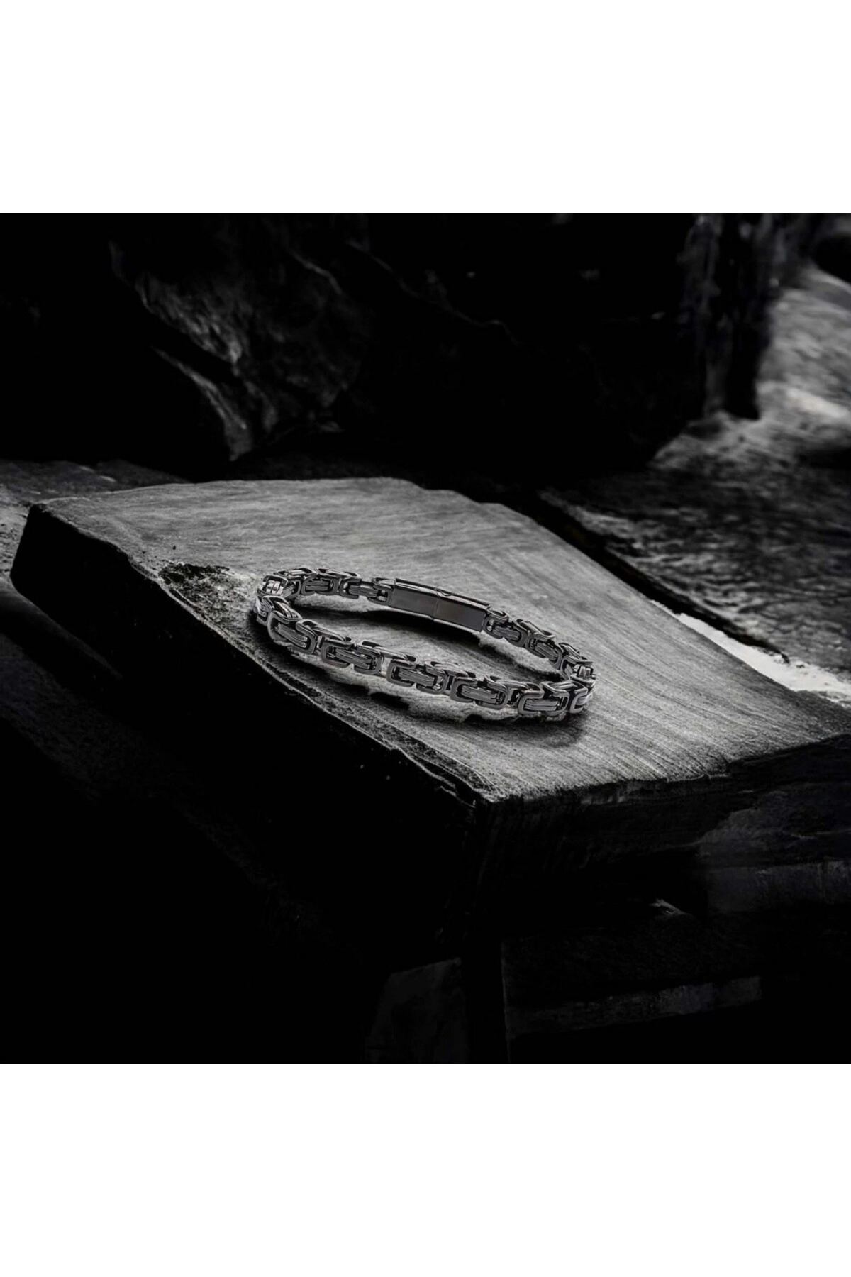 Kilit Mekanizmalı Siyah Kral Zincir Bileklik 6Mm-1