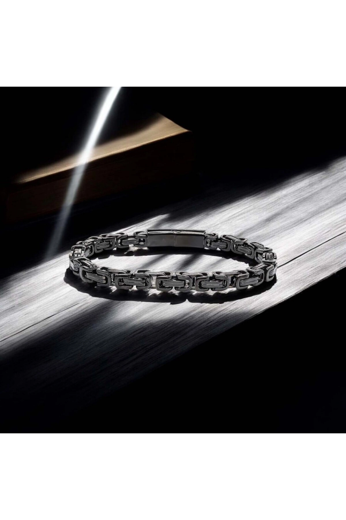 Kilit Mekanizmalı Siyah Kral Zincir Bileklik 6Mm-4