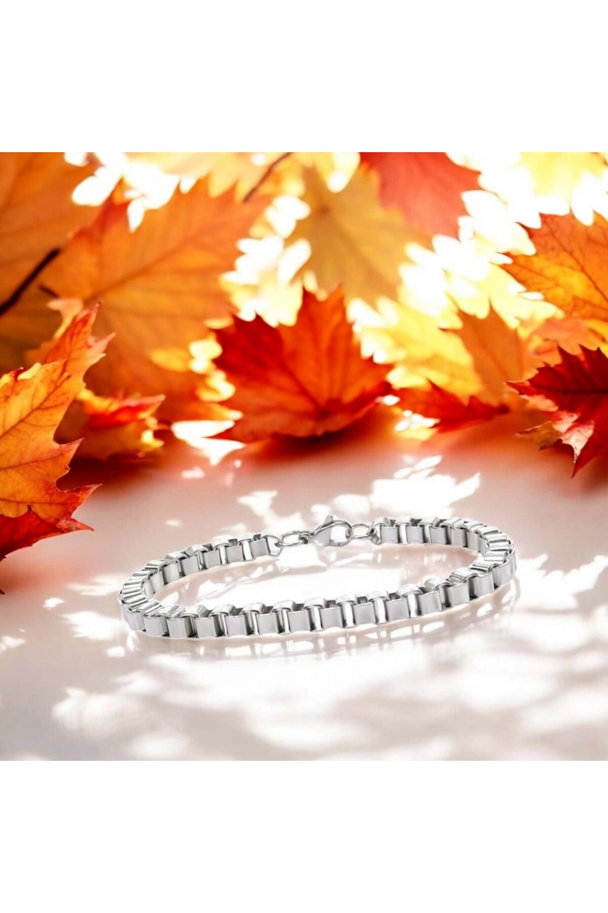 Köşeli Arnavut Zincir Çelik Zincir Bileklik-3