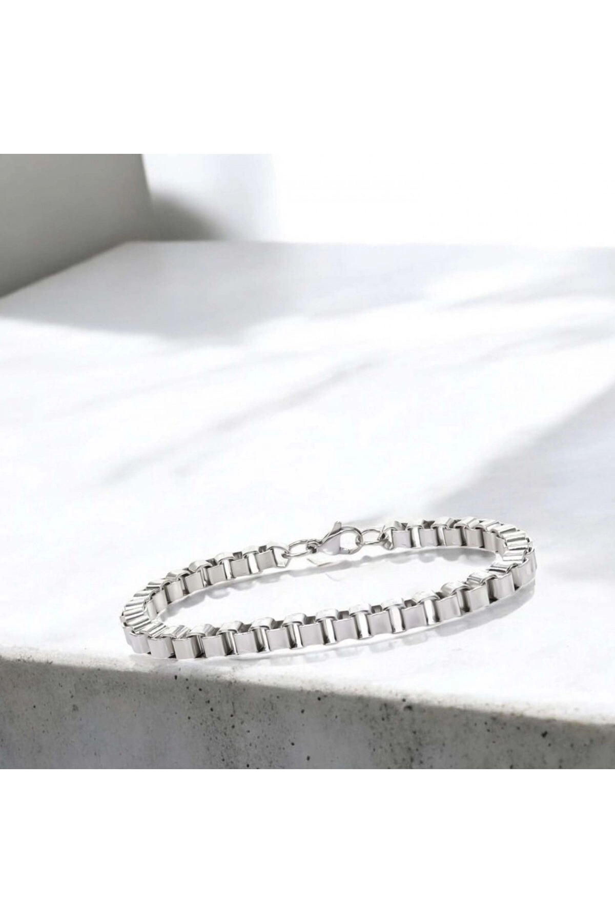 Köşeli Arnavut Zincir Çelik Zincir Bileklik-6