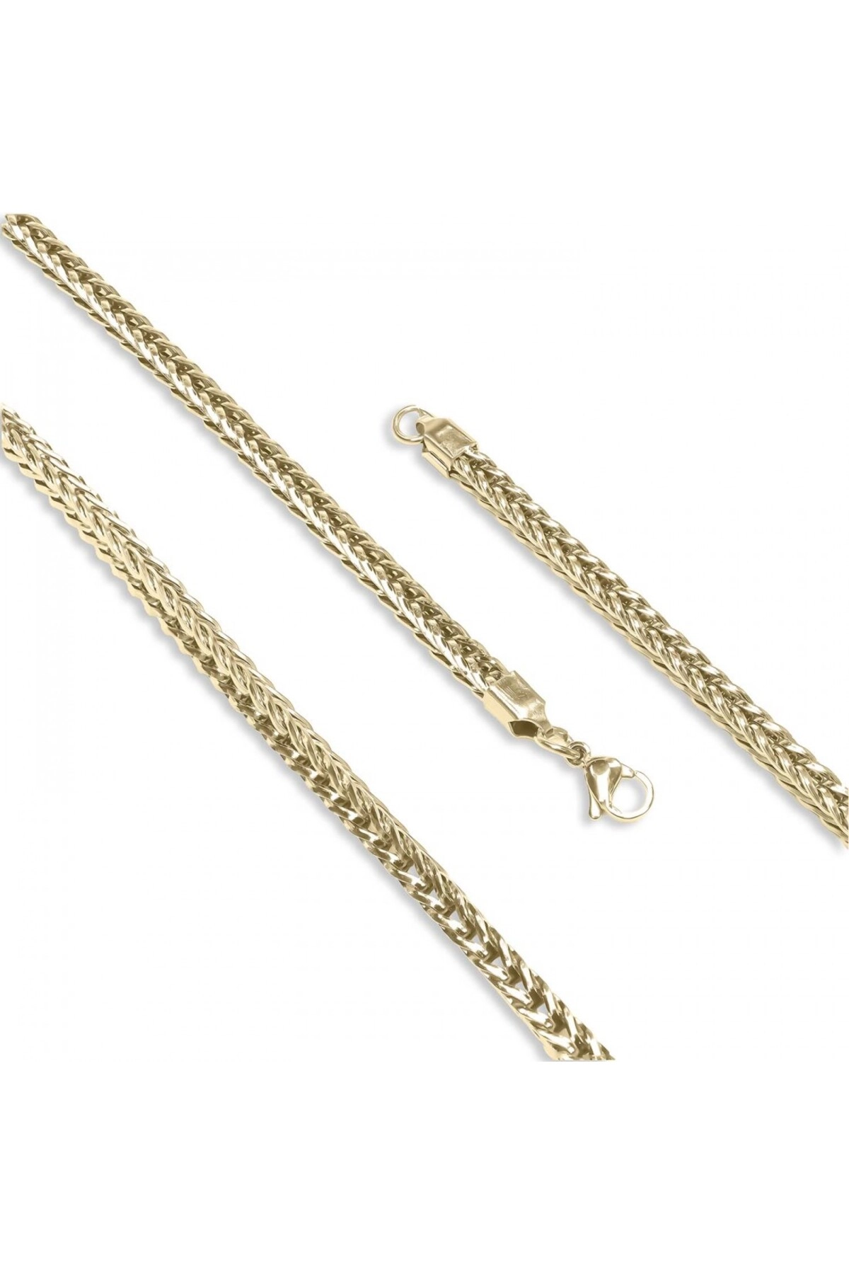 Köşeli Kral Bakla Örgülü Çelik Kolye 4Mm-0