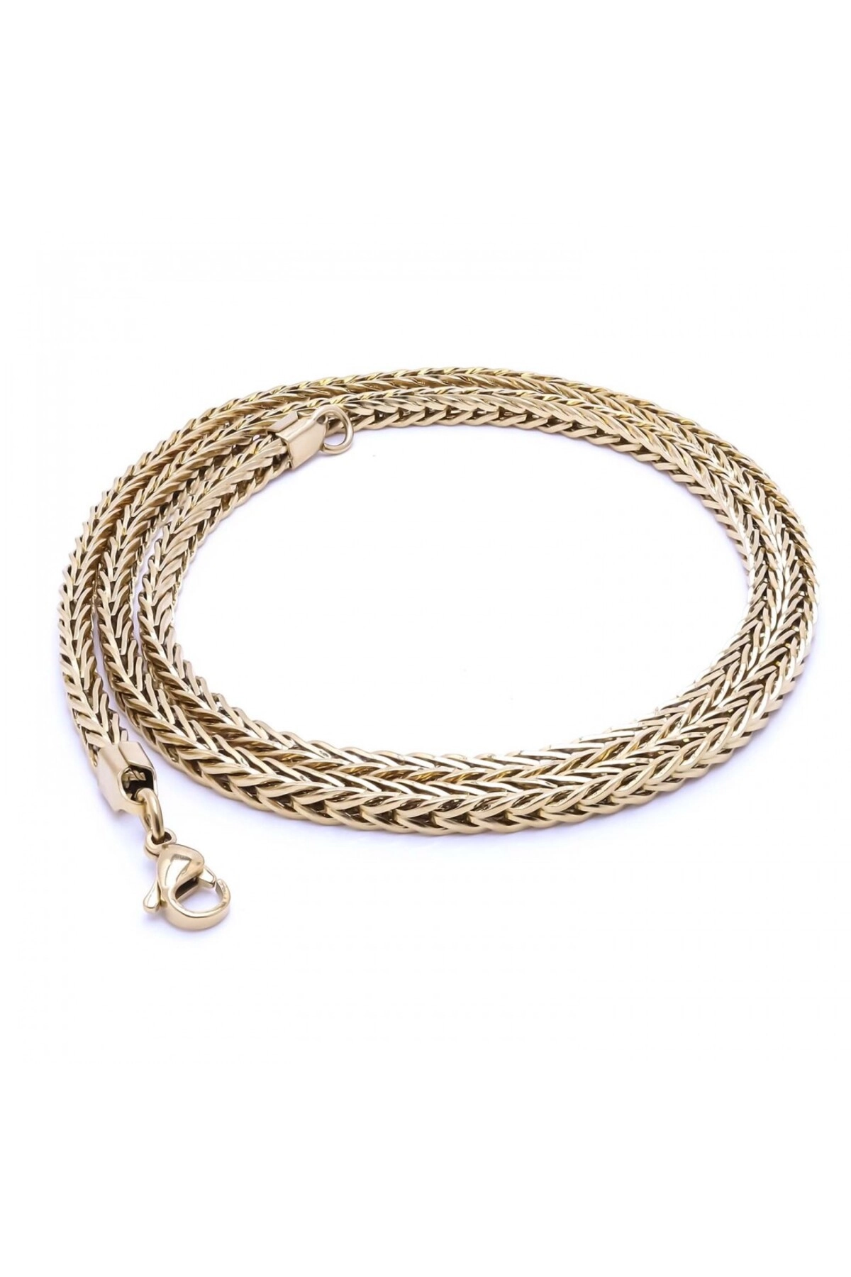 Köşeli Kral Bakla Örgülü Çelik Kolye 4Mm-1