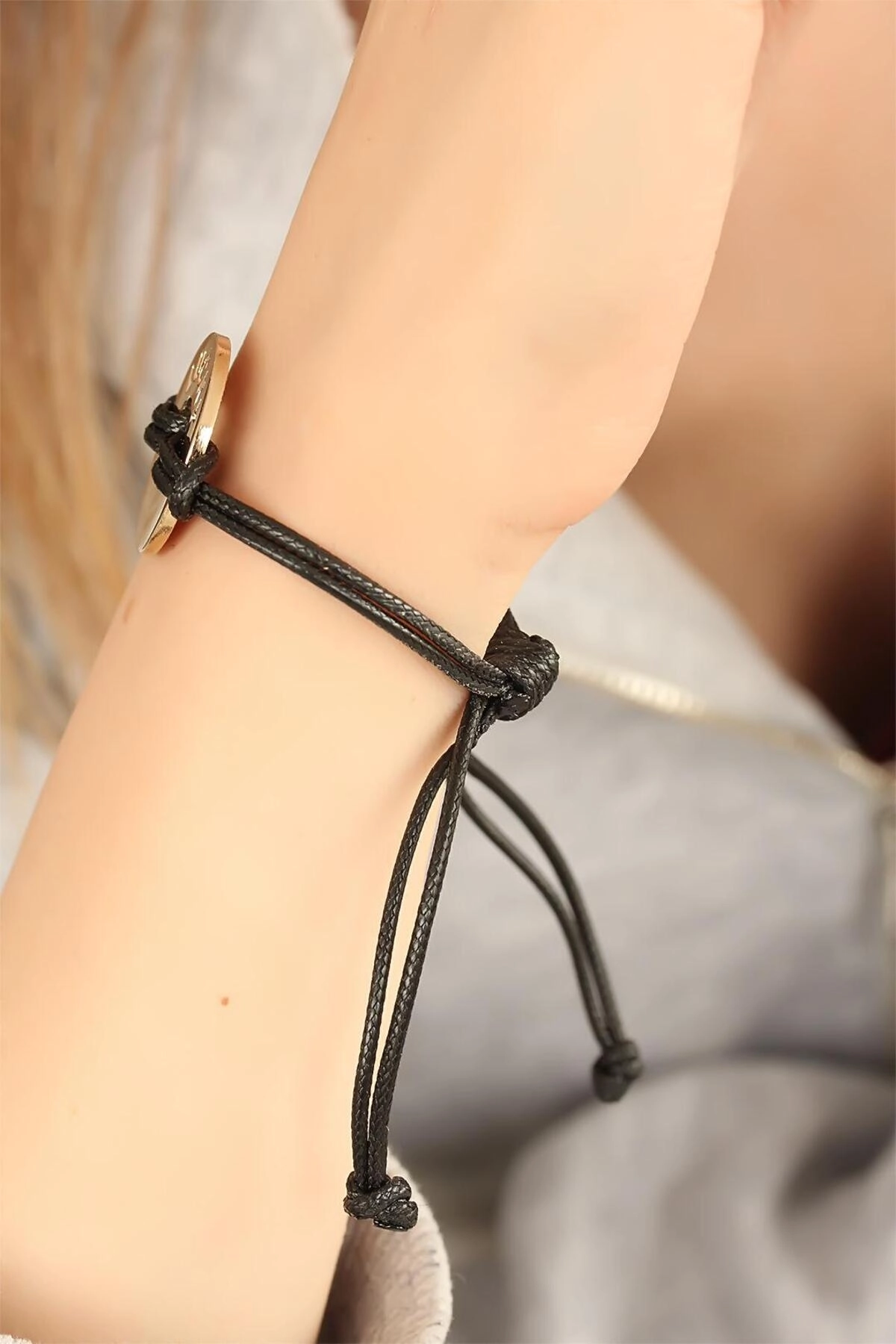 LUCKY (Şanslı) Siyah Deri İpli Unisex Mood Bileklik-1