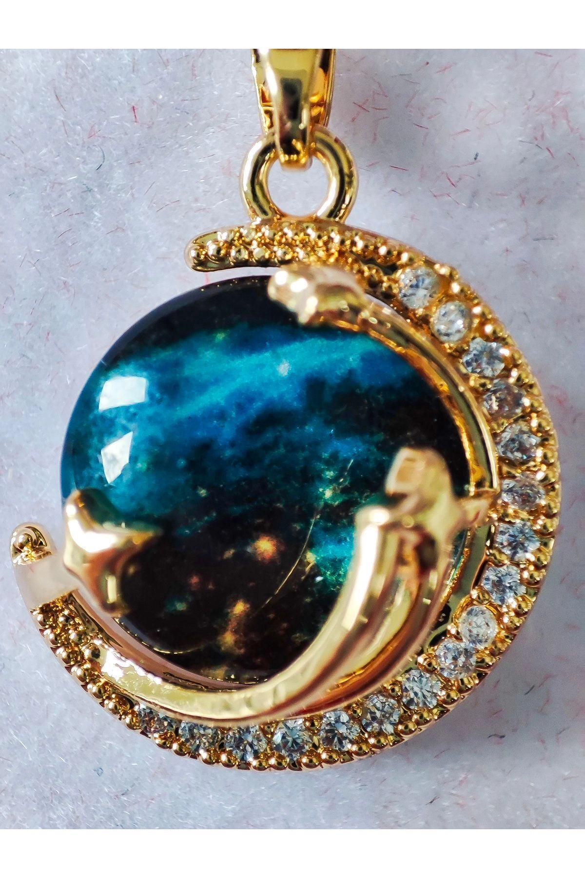 Lüx Kadife Kutuda | Gökyüzü - Gezegen Kolye | 316l Çelik - Kararmaz | Hediye Kadın-4