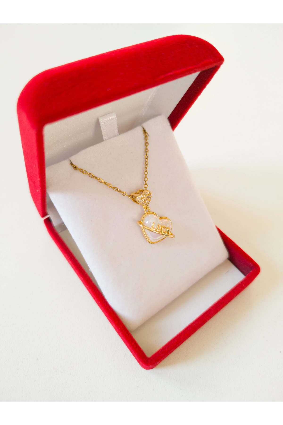 Lüx Kadife Kutuda | Kalpli Şans Kolye | 316l Çelik - Kararmaz | Hediye Kadın-3