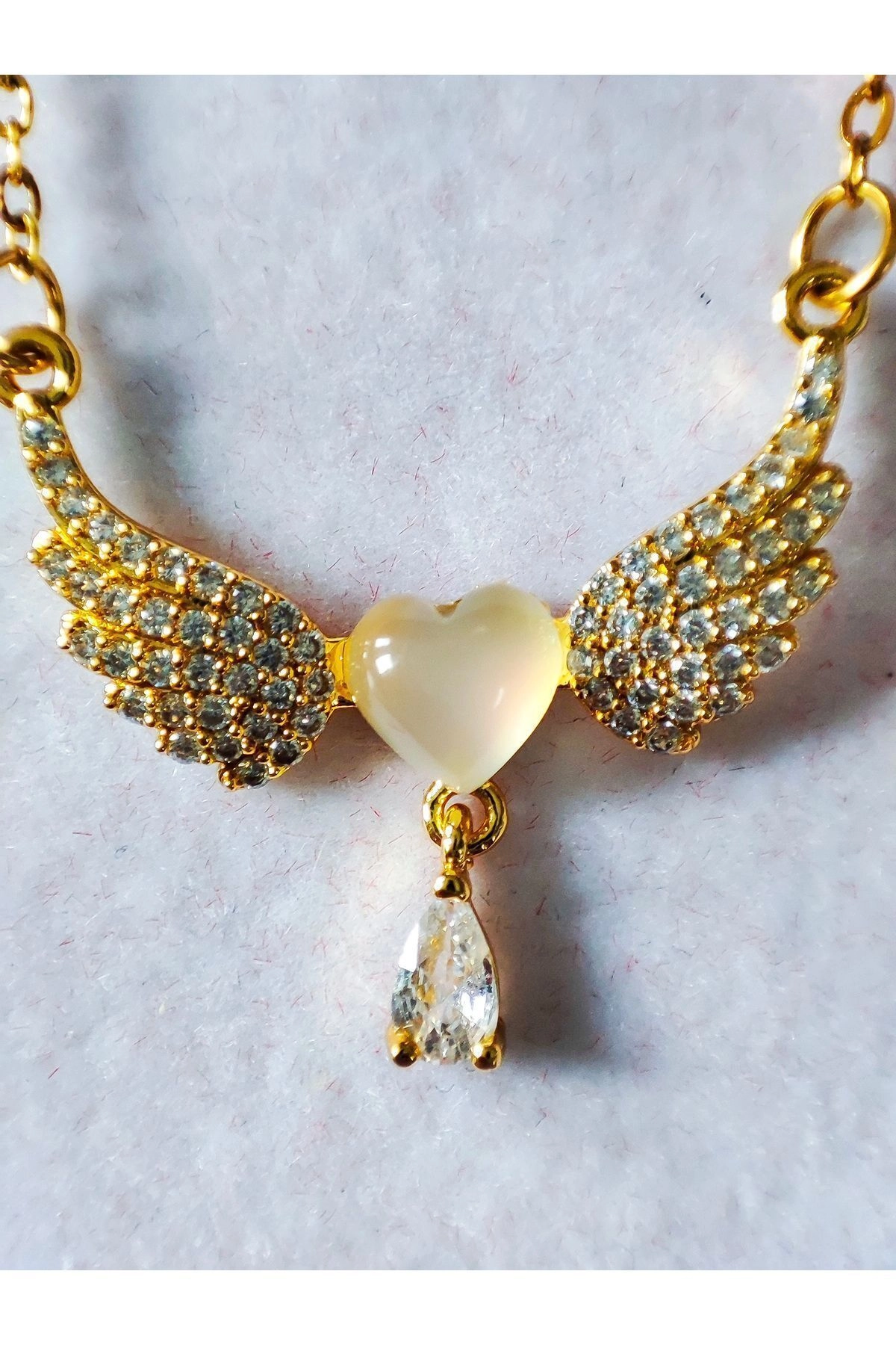 Lüx Kadife Kutuda | Melek Kanatlı Kalp Kolye | 316l Çelik - Kararmaz | Hediye Kadın-4