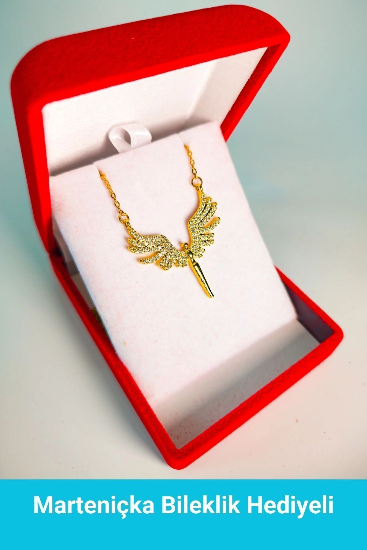 Lüx Kadife Kutuda Mikail Melek Kolye | 316l Çelik - Kararmaz | Hediye Kadın-0