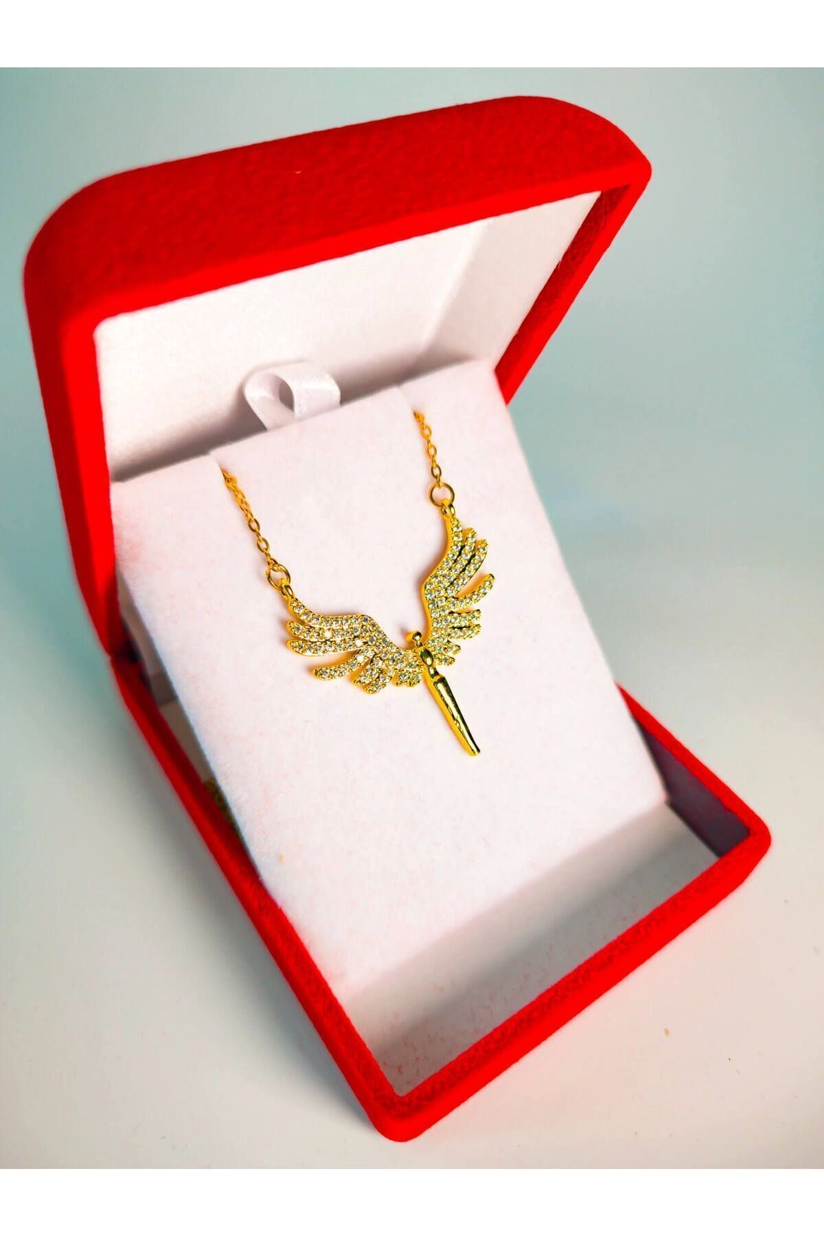 Lüx Kadife Kutuda Mikail Melek Kolye | 316l Çelik - Kararmaz | Hediye Kadın-3