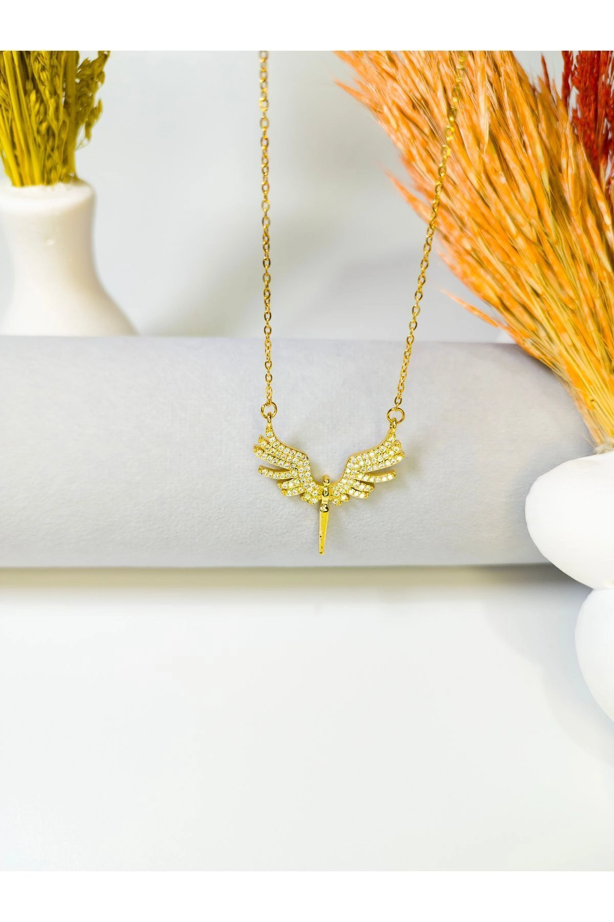 Lüx Kadife Kutuda Mikail Melek Kolye | 316l Çelik - Kararmaz | Hediye Kadın-4