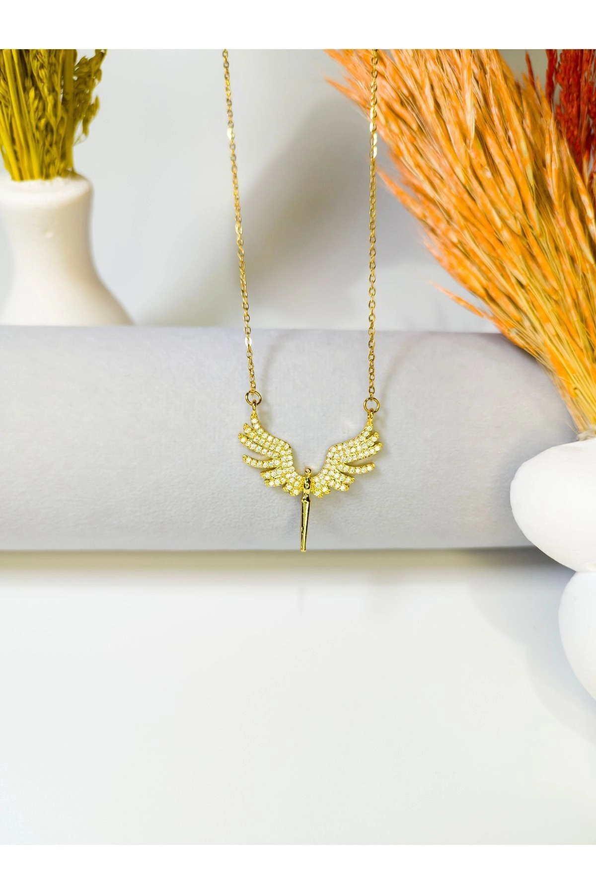 Lüx Kadife Kutuda Mikail Melek Kolye | 316l Çelik - Kararmaz | Hediye Kadın-5