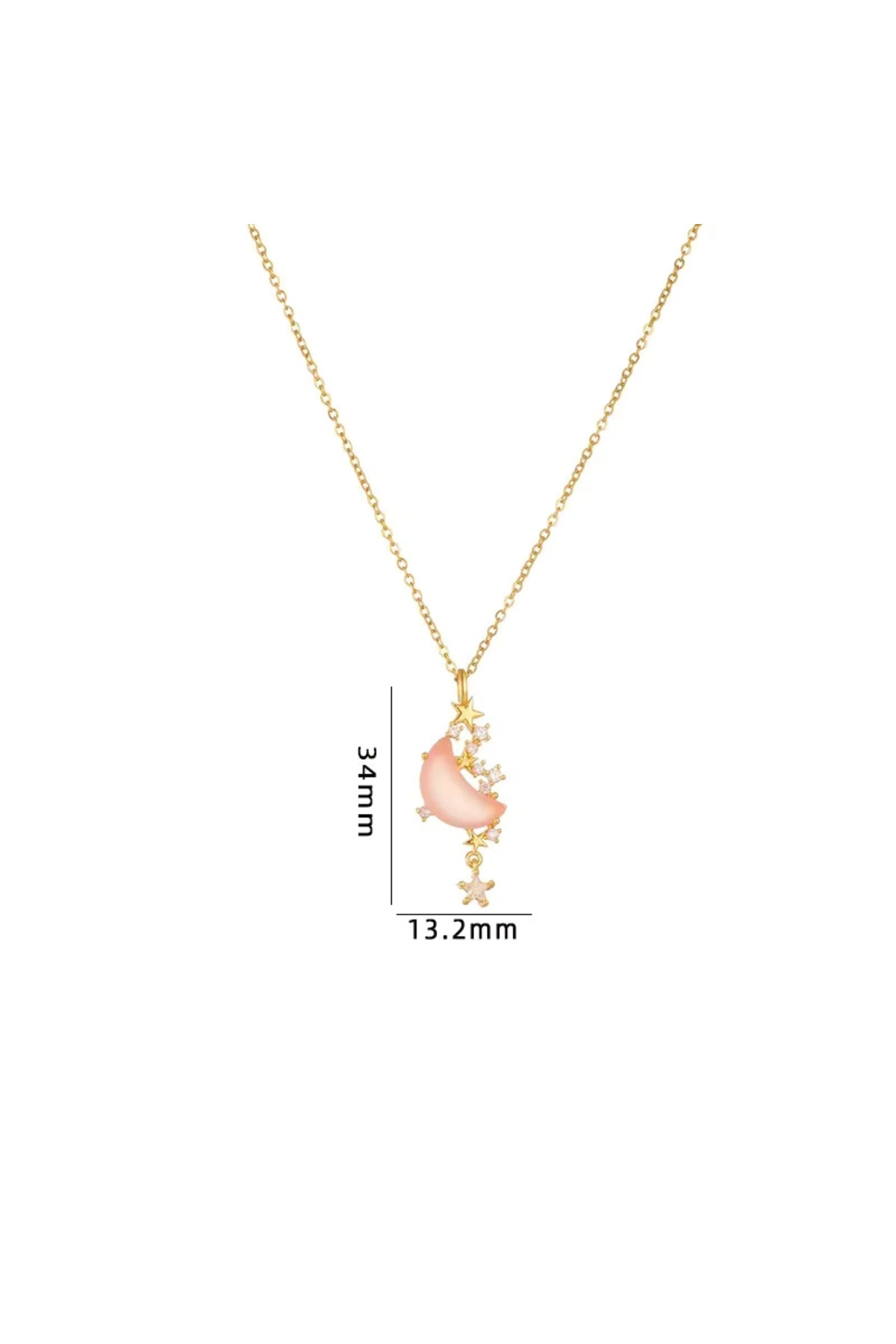 Lüx Kadife Kutuda | Opal Taşlı Pembe Ay Kolye Gold | 316l Çelik - Kararmaz | Hediye Kadın-7