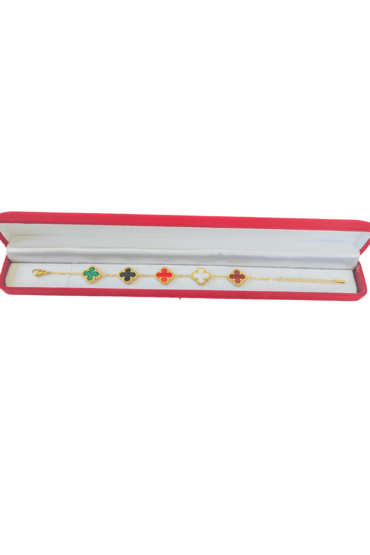 Lüx Kadife Kutuda | Yonca Bileklik | Gold Rengarenk | 316l Çelik - Kararmaz | Hediye Kadın-3