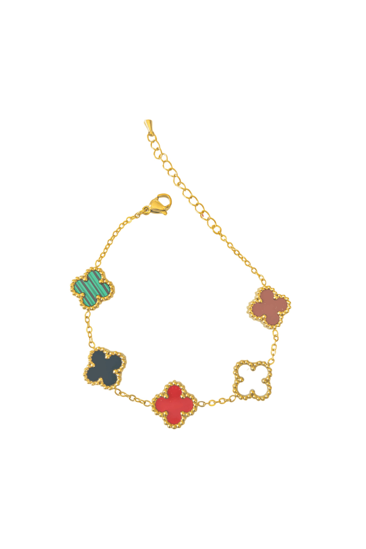 Lüx Kadife Kutuda | Yonca Bileklik | Gold Rengarenk | 316l Çelik - Kararmaz | Hediye Kadın-4