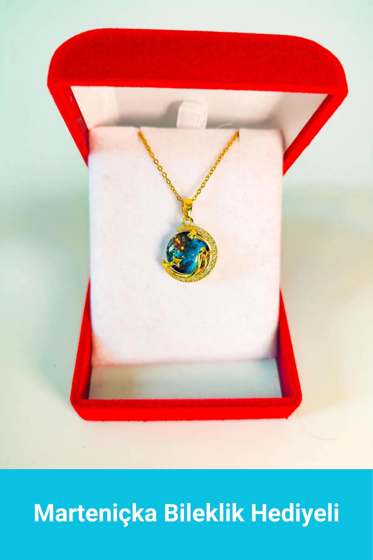 Lüx Kadife Kutuda Zarif Gökyüzü - Gezegen Kolye | 316l Çelik - Kararmaz | Hediye Kadın | Uzay Dünya-0