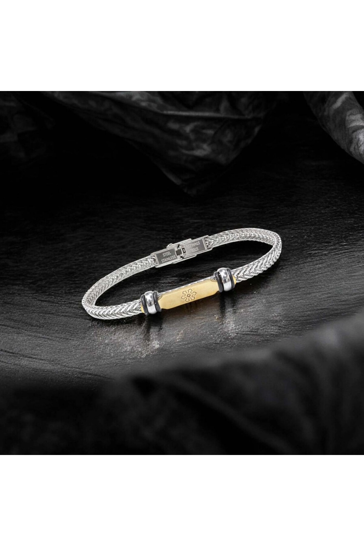 Maltese Cross Çelik Hasır Örgülü Ayarlanabilir Bileklik-1