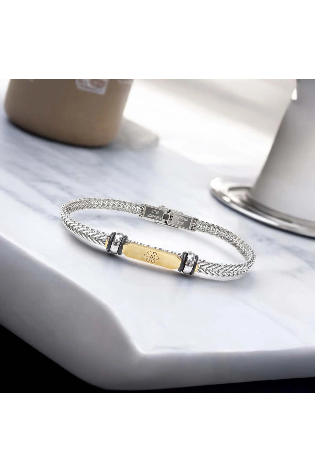 Maltese Cross Çelik Hasır Örgülü Ayarlanabilir Bileklik-2