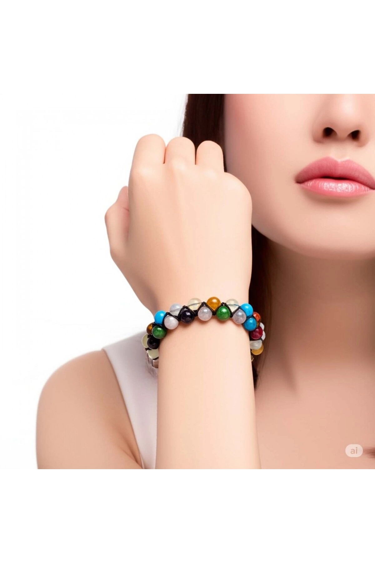 Manyetik Kilitli Karışık Akik Çakra Bileklik-1