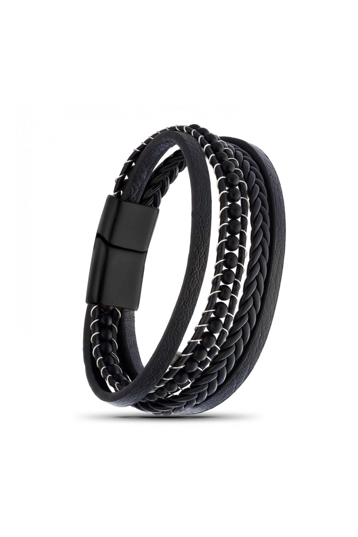 Mat Oniks Doğaltaş Ve Deri Bileklik-0